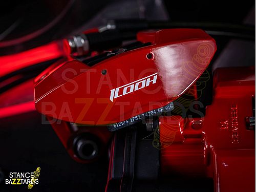 Тормозная тюнинг-система Toyota Land Cruiser Prado 250 Series (2023-)  ICOOH X42, (380*28mm, Фиксированный, Насечки), поршней: 4, задняя ось, цвет: Красный X42-777-R-03-0C-01-02-08-05-02-02