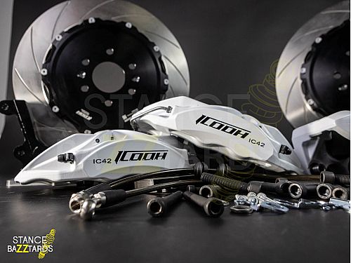 Тормозная тюнинг-система Toyota Land Cruiser Prado 250 Series (2023-)  ICOOH X42, (380*28mm, Фиксированный, Насечки), поршней: 4, задняя ось, цвет: Белый X42-777-W-03-0C-01-02-08-05-02-02