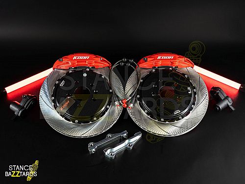 Тормозная тюнинг система TOYOTA CAMRY XV70 (2017-2024) ICOOH DT48 (355*28mm, Фиксированный, Насечки) цвет: Красный, поршней: 4, задняя ось, DT48-752-R-03-16-01-02-08-1B-00-02