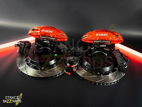 Тормозная тюнинг система Voyah Free 1 поколение (2021-2024) ICOOH DT48 (380*28mm, Фиксированный, Насечки) цвет: Красный, поршней: 4, задняя ось, DT48-3160-R-03-0C-01-02-08-1B-02-02