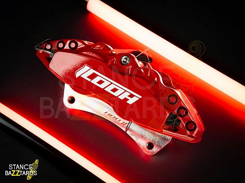 Тормозная тюнинг система TOYOTA 4Runner 5 поколение (2009-2024) ICOOH D42 (355*28mm, Фиксированный, Насечки) цвет: Красный, поршней: 4, задняя ось, D42-781-R-03-16-01-02-08-1B-00-02
