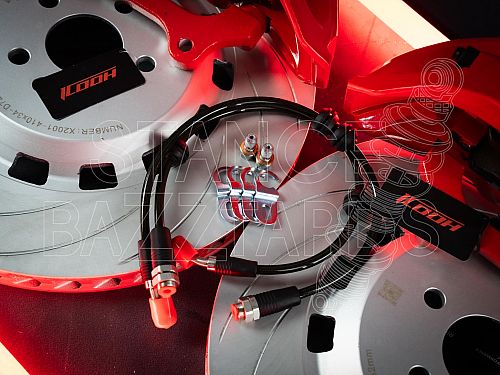Тормозная тюнинг-система Lynk & Co 9 1 поколение (2021-2024) ICOOH IC61, (405*34mm, Фиксированный, Насечки), поршней: 6, передняя ось, цвет: Красный IC61-1850-R-03-10-01-02-09-01-00-02