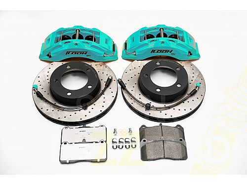 Тормозная тюнинг-система TOYOTA LAND CRUISER J200 (2007-2021) ICOOH DM61, (355*32mm, Моноблок, Насечки), поршней: 6, передняя ось, цвет: Бирюзовый DM61-776-T-03-07-01-03-0A-03-00-02