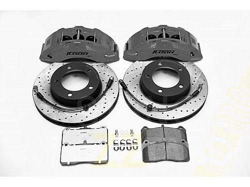 Тормозная тюнинг-система TOYOTA LAND CRUISER J200 (2007-2021) ICOOH DM61, (355*32mm, Моноблок, Насечки), поршней: 6, передняя ось, цвет: Серый DM61-776-G-03-07-01-03-0A-03-00-02
