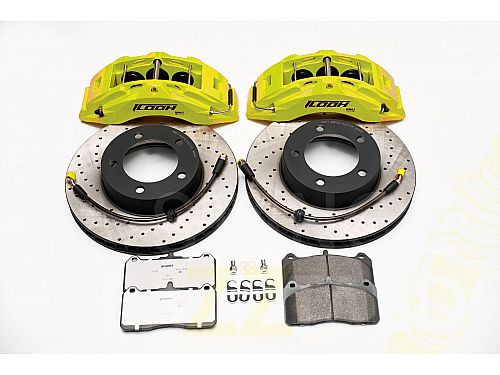 Тормозная тюнинг-система TOYOTA LAND CRUISER J200 (2007-2021) ICOOH DM61, (355*32mm, Моноблок, Насечки), поршней: 6, передняя ось, цвет: Желтый DM61-776-Y-03-07-01-03-0A-03-00-02