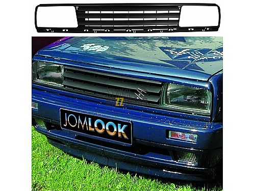 Решетка радиатора без значка JOM Volkswagen Jetta 2 поколение (MK2) (1984-1992) (3 ребра) черная (ABS пластик), 165853653OE