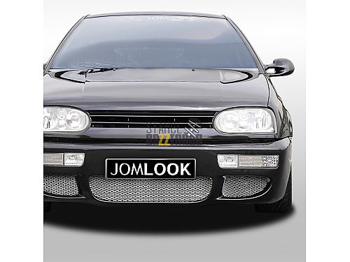 Решетка радиатора без значка JOM Volkswagen Golf 3 поколение (MK3) (1H) (1991-1998) черная (ABS пластик), 1H6853653BOE