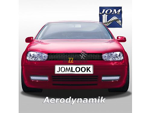 Решетка радиатора без значка JOM Volkswagen Golf 4 поколение (MK4) (1J) (1997-2006) с сотовой сеткой черная (ABS пластик), 1J1853653MOE