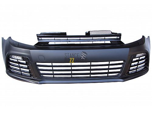Бампер передний JOM Volkswagen Golf 6 поколение (MK6) (1K) (2009-2014) в спорт стиле (Sport Look) (ABS пластик), вкл решетку радиатора (для авто с омывателями), 1L0807103JR3