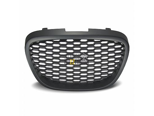 Решетка радиатора без значка JOM Seat Altea (5P) дорестайлинг (2004-2009) с сотовой решеткой, черная (ABS пластик), 1P853653MOE