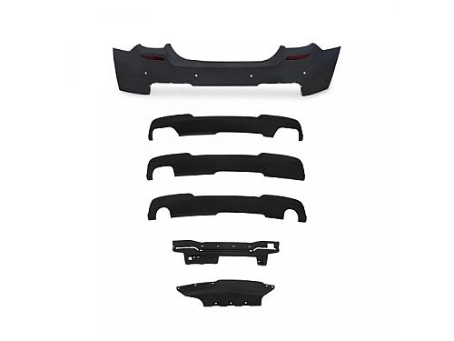 Бампер задний JOM BMW F10 Limo 2010-2017, глушитель Li, Sport Look, с парктроником, 5111306-2JOM