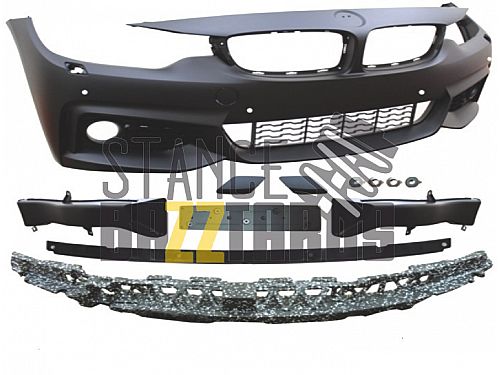 Бампер передний JOM BMW 4 Серия F32, F33, F36 (2013-) в спорт стиле (Sport Look) с отверстиями парктроников (PDC, SRA) (в комплекте все молдинги и заглушки), 5111963JOM