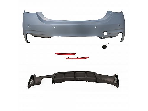 Бампер задний JOM BMW F32/F33 2013-2021, с отверстиями для парктроников, ниши глушителя слева, MT Sport-Look, 5111977-2JOM