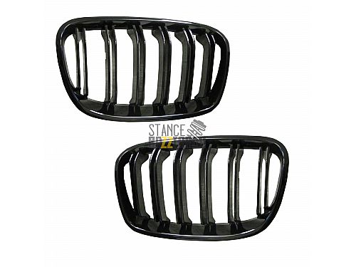 Решетка радиатора (ноздри) без значка JOM BMW 1 Серия F20, F21 дорестайлинг (2011-2015) черная с двойными ребрами, 5211058JOE