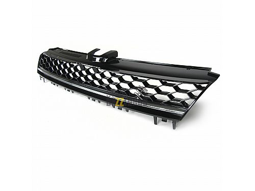 Решетка радиатора без значка JOM Volkswagen Golf 7 поколение (MK7) (AU) (2012-) с сотовой сеткой черная (ABS пластик), 5G0853653MCE