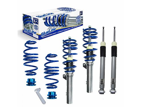Комплект винтовой подвески (койловеров) JOM Blueline Seat Leon 3 поколение (MK3) (5F), вкл ST (1.2 TSI/ 1.4 TGI/ 1.4 TSI/ 1.6 TDI/ 1.8 TFSI/ 2.0 TDI), 2012-, (Нагрузка на переднюю ось 1080 кг) (сзади многорычажка) с регул. высоты, 741169 (741168)
