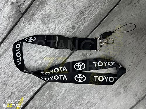 Брелок-лента на шею (для ключей, бейджа) Toyota тканевый с логотипом и карабином черный, RFK_SB