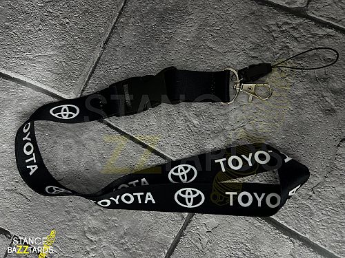 Брелок-лента на шею (для ключей, бейджа) Toyota тканевый с логотипом и карабином черный, RFK_SB