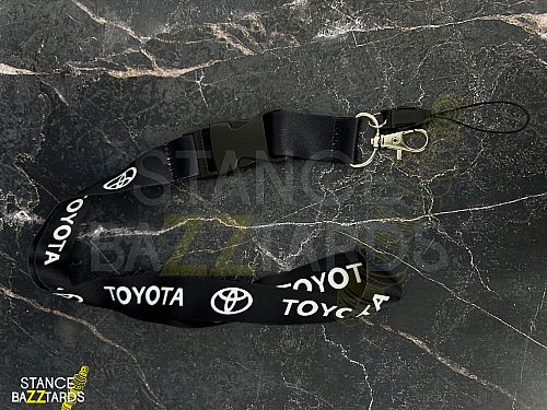 Брелок-лента на шею (для ключей, бейджа) Toyota тканевый с логотипом и карабином черный, RFK_SB