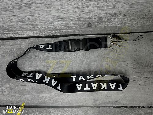 Брелок-лента на шею (для ключей, бейджа) Takata тканевый с логотипом и карабином черный, RFK_Takata_black