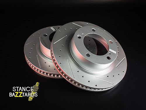 Передние тормозные диски Powerstop с перфорацией и насечками для Lexus LX 570 3 поколение (J200) (2008-2011) (комплект 2 шт.), JBR1312XPR