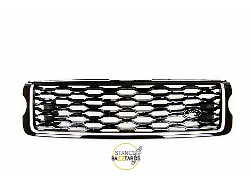 Решетка радиатора Range Rover 4 (дорест) Черный глянец c серебристой окантовкой c серебристой окантовкой, RR_Grille_silver_side