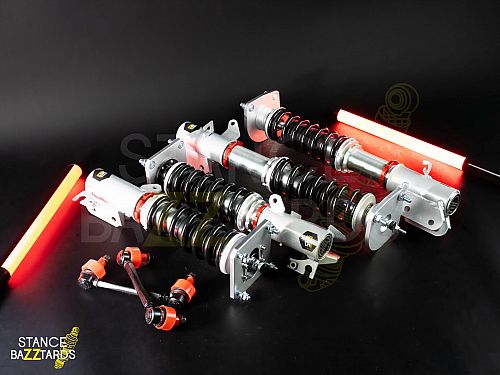 Комплект винтовой подвески (койловеры) SB Performance Mazda 626 GE 1993-1997 с регулировками высоты (фултап), жесткости (32 регулировки) (сжатие/отбой) и развала (см хар-ки), MZD035
