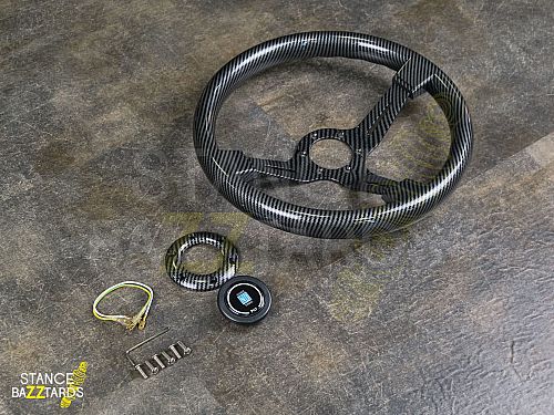 Руль автомобильный 14" Nardi, ПВХ кожа, стиль карбон, черный, 5152BK