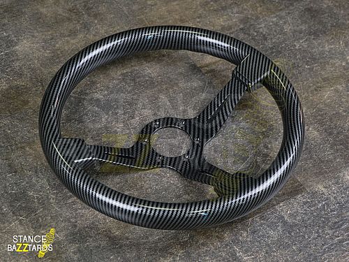 Руль автомобильный 14" Nardi, ПВХ кожа, стиль карбон, черный, 5152BK