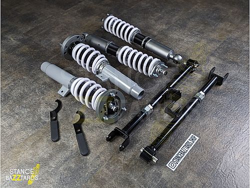 Комплект винтовой подвески (койловеры) SB Performance BMW 3 Серия E46 (4 поколение (MK4)) (Сзади стойка совмещена с пружиной) (1998-) с регулировками высоты (фултап), жесткости (32 регулировки) и развала (см хар-ки), BMW009