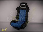 Сиденье спортивное (полуковш) SB Seats (Размер L) (Регулировка с двух сторон) (адаптирован для купе) Ткань, Черный с синим, JBR1035N_BBLK_REC_L