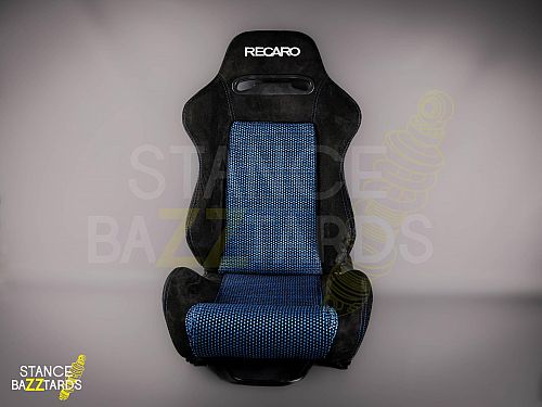 Сиденье спортивное (полуковш) SB Seats (Размер L) (Регулировка с двух сторон) (адаптирован для купе) Ткань, Черный с синим, JBR1035N_BBLK_REC_L
