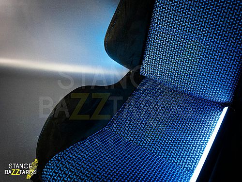 Сиденье спортивное (полуковш) SB Seats (Размер L) (Регулировка с двух сторон) (адаптирован для купе) Ткань, Черный с синим, JBR1035N_BBLK_REC_L