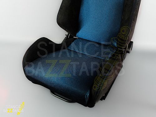 Сиденье спортивное (полуковш) SB Seats (Размер M) Ткань, Черный с синим (Регулировка с двух сторон), JBR1099_M