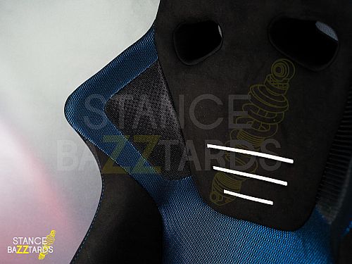 Сиденье спортивное (полуковш) SB Seats (Размер M) Ткань, Черный с синим (Регулировка с двух сторон), JBR1099_M