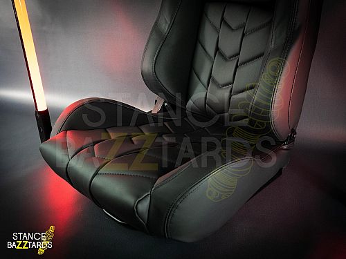Сиденье спортивное (полуковш) SB Seats (Размер L) Кожа, Черный (Регулировка справа), JBR9009_BLK_L_RH