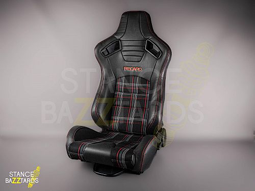 Сиденье спортивное (полуковш) SB Seats (Размер L) ПВХ кожа, черный с красным (Регулировка слева), JBR1053RDIA_L_LH