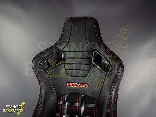 Сиденье спортивное (полуковш) SB Seats (Размер L) ПВХ кожа, черный с красным (Регулировка справа), JBR1053RDIA_L_RH