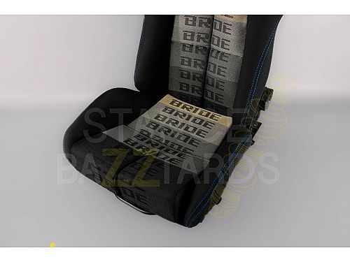Сиденье спортивное (полуковш) SB Seats (Размер M) Ткань, Черный с синим (Регулировка с двух сторон) , JBR9003B_BBLK_M