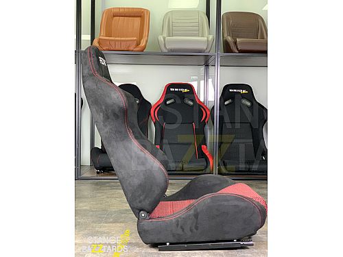 Сиденье спортивное (полуковш) SB Seats (Размер L) Ткань, Черный с красным (Регулировка с двух, JBR1035N_RBLK_REC_L — фото 3