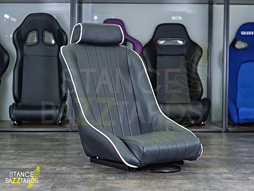 Сиденье спортивное (ковш) SB Seats (57x54.5x98) Кожа, Черный с белым, JBR9004_BLKWH