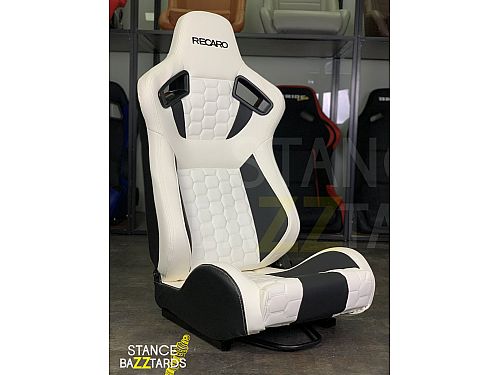 Сиденье спортивное (полуковш) SB Seats (57x54.5x98) Кожа, Белый с черным, JBR9008_WHBLK