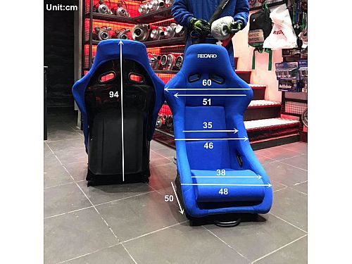 Сиденье спортивное (полуковш) стеклопластик SB Seats (110x59x56) замша, пена с памятью формы тела / с двумя ручками / с одной регулировкой, JBR1055_BLUE