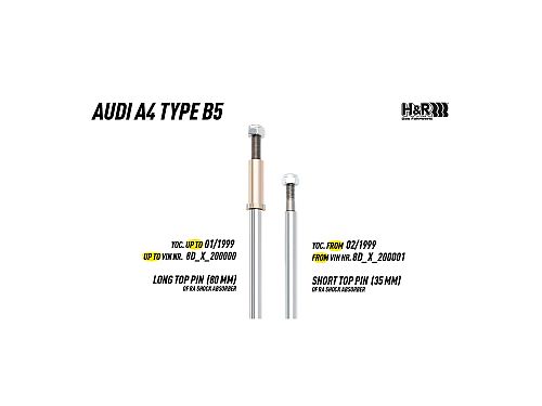 Винтовая подвеска (койловеры) H&R Monotube, Audi A4 1 поколение (B5), 1994-2002 (с регулировками высоты), 29990-2