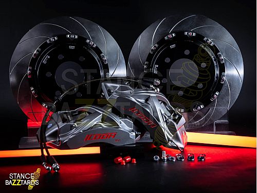 Тормозная тюнинг система Changan CS95 1 поколение (2017-2024) ICOOH X61, (405*34mm,Фиксированный,Насечки) цвет: Серый, поршней: 6, передняя ось, X61-610-G-03-10-01-02-09-02-00-02