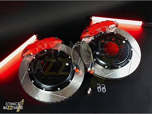 Тормозная тюнинг система SB Cadillac Escalade 3 поколение (2007-2014) GT4, (380*28mm, Фиксированный, Насечки), поршней: 4, задняя ось, цвет: Красный, GT4-336-R-01-0C-01-02-0A-0D-01-02