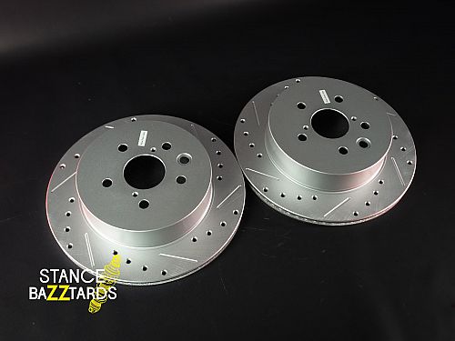 Задние тормозные диски Powerstop с перфорацией и насечками для Lexus GS (450h) 300 3 поколение (S190) (2006-) (комплект 2 шт.), JBR1148XPR — фото 2