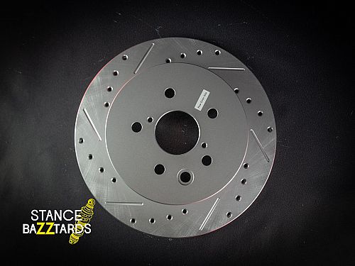 Задние тормозные диски Powerstop с перфорацией и насечками для Lexus GS (450h) 300 3 поколение (S190) (2006-) (комплект 2 шт.), JBR1148XPR — фото 4