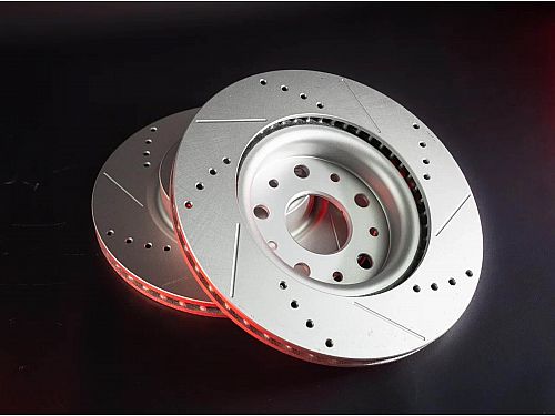 Передние тормозные диски Powerstop с перфорацией и насечками для BMW X3 2 поколение (F25) (2011-2017) (комплект 2 шт.), EBR1238XPR