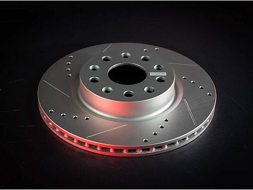 Передние тормозные диски Powerstop с перфорацией и насечками для BMW X3 2 поколение (F25) (2011-2017) (комплект 2 шт.), EBR1238XPR